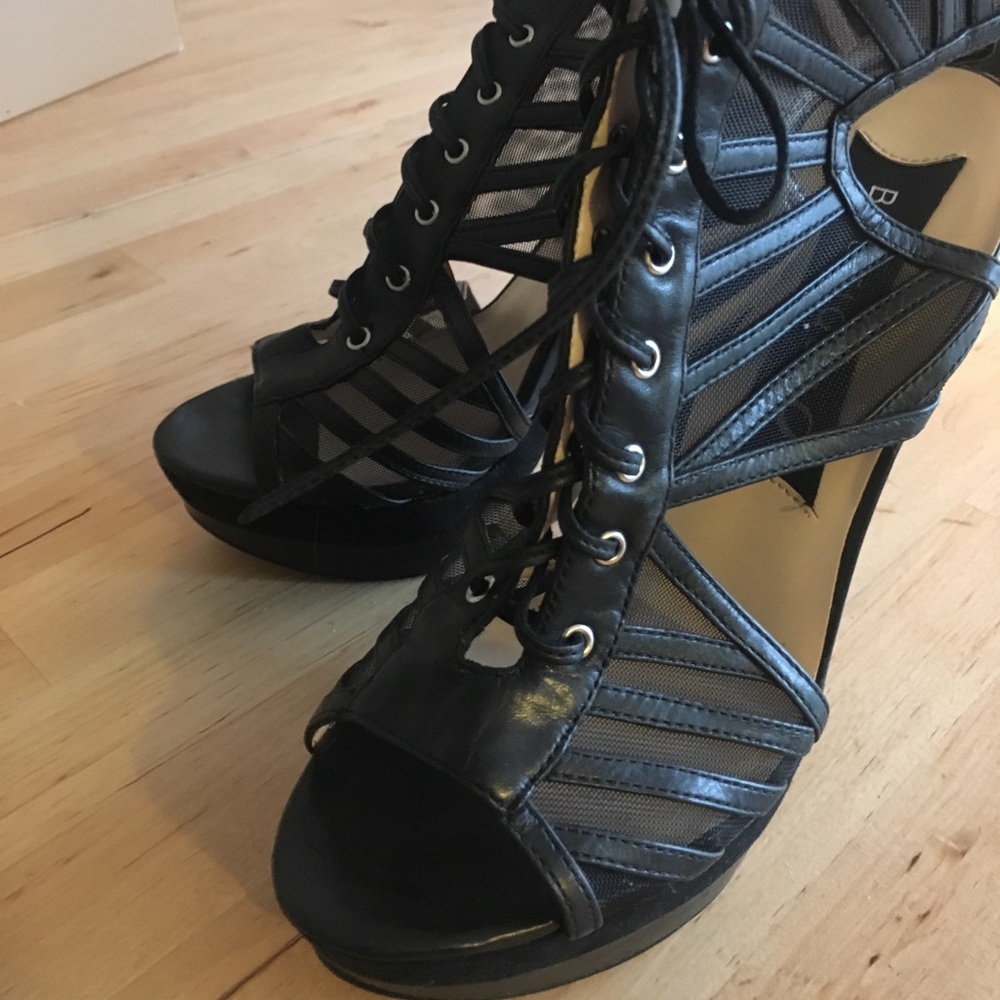 Botique 9 lace up black stilettos